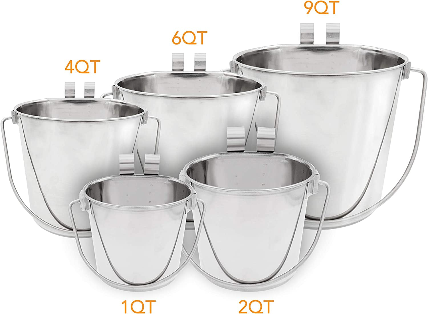 fuzzy-puppy-flat-sided-pail-with-dual-hooks-snugly-fit-on-dog-cat-and-critter-crates-cages-heavy-duty-stainless-steel-2-quart-pn-fsp-2
