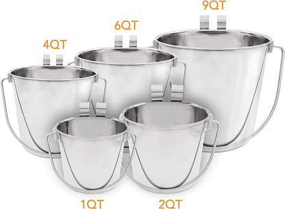 Fuzzy Puppy Flat Sided Pail with Dual Hooks, Snugly Fit on Dog, Cat and Critter Crates & Cages, Heavy Duty Stainless Steel | 2 Quart (PN: FSP-2)4