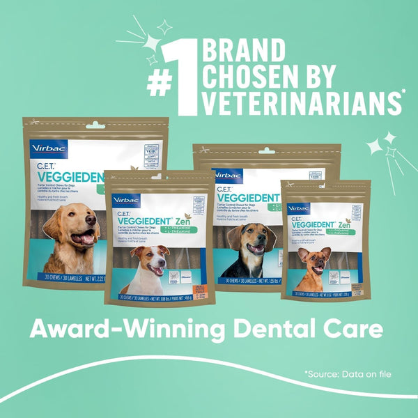 C.E.T. Veggiedent Fr3Sh & Zen Plaque and Tartar Control Chews for Dogs, L | Calming Dog Dental Chews, L-Theanine Dog Calming Chew, Plant Based Chews, VOHC Approved for Plaque & Tartar3