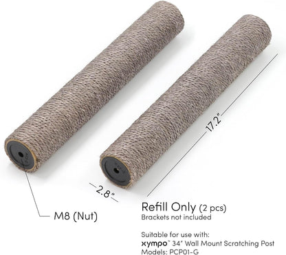 Xympo 17" Scratching Post Refill (Grey) - 2 Pack (Brackets Not Included)2