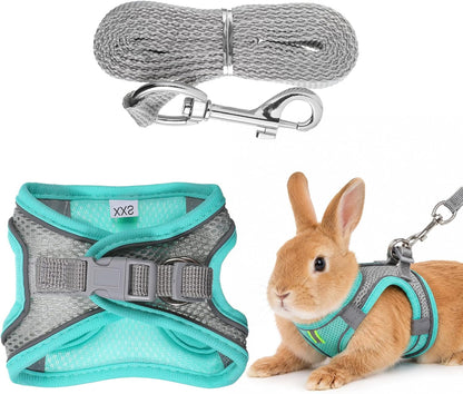 Bunny Harness and Leash Set Breathable Pet Rabbit Harness and Leash Set Soft Rabbit Leashes Reflective Strips Jacket Escape-Proof Walking Gear for Rabbits, Small Kitten, Puppy, Guinea Pigs (Pink, XXS)8