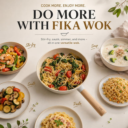 FIKA 10-Inch Nonstick Ceramic Coated Flat Bottom Wok Pan with Natural Wooden Handle, Induction Compatible, Deep Stir Fry Cooking Pan, Made in Korea (26Cm)7