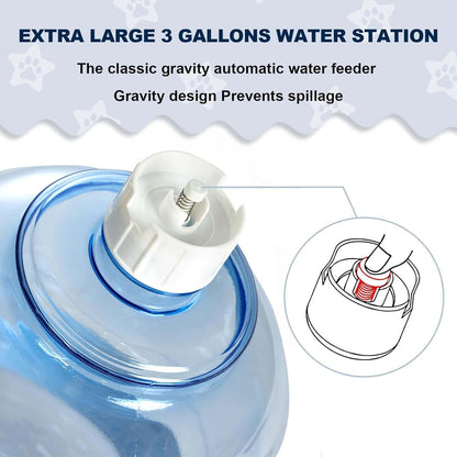 3 Gallon Large Dog Water Dispenser, Automatic Gravity Pet Waterer Station for Large Dogs and Multiple Pets, Indoor/Outdoor Dog Water Bowl with Anti-Slip Base, Bpa-Free, Grey4