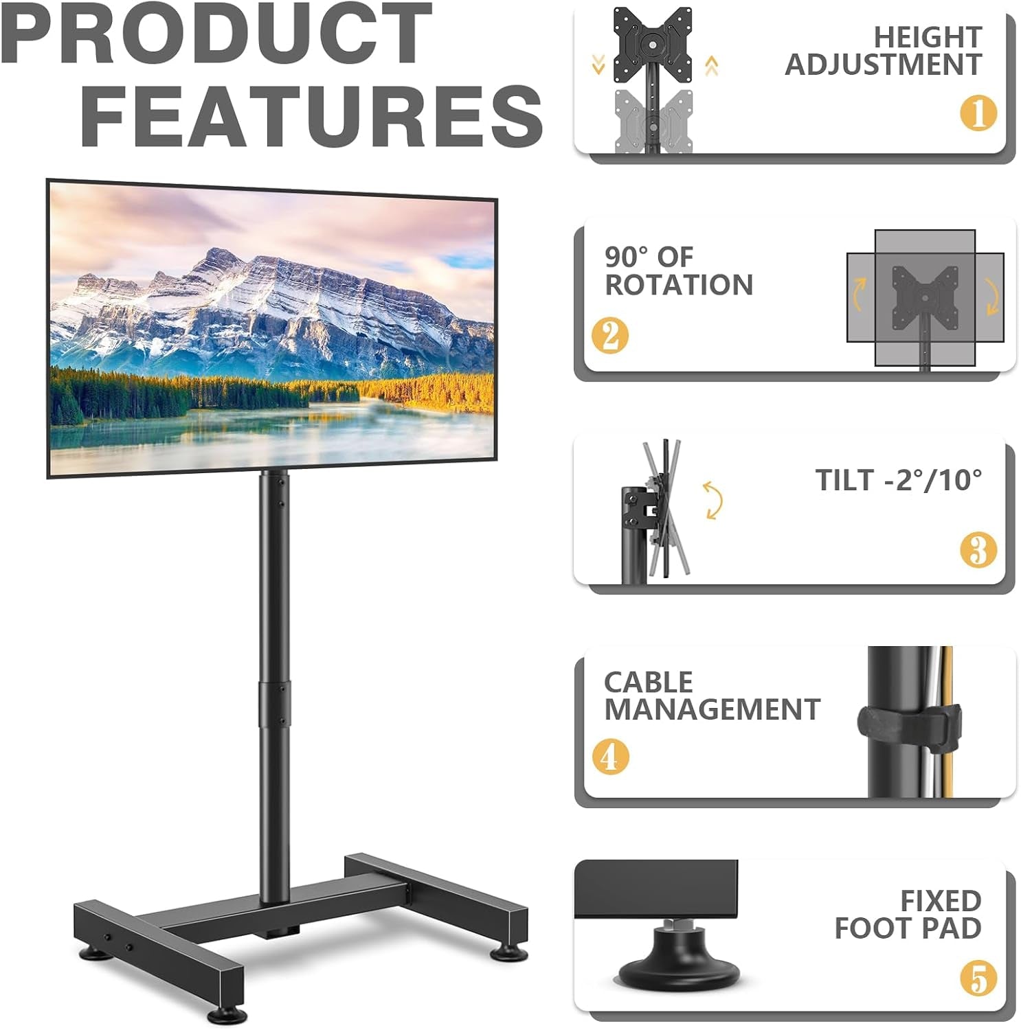 tv-floor-stand-for-13-50-inch-lcd-led-flat-curved-panel-screen-tvs-up-to-44-lbs-height-adjustable-tv-stand-mount-with-vesa-200x200-portable-tv-stand-for-bedroom-dorm-room-office-tilting-and-rotating-mount-portrait-to-landscape-height-adjustable-portable-tv-stand-for-bedroom-dorm-room-office
