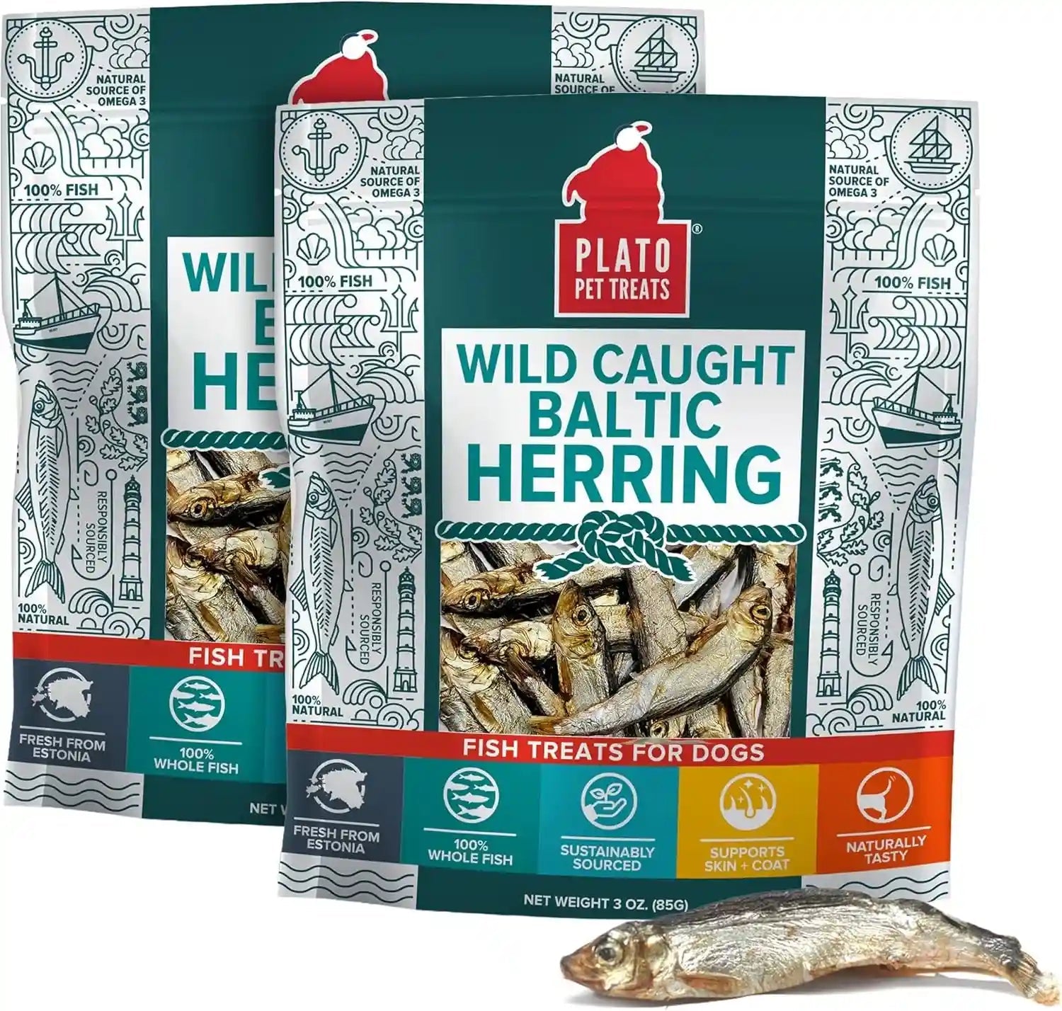 plato-pet-treats-fish-dog-treats-air-dried-single-ingredient-pet-treat-omega-3-6-fatty-acids-to-support-skin-and-coat-100-whole-fish-wild-caught-baltic-herring-3oz-2-pack