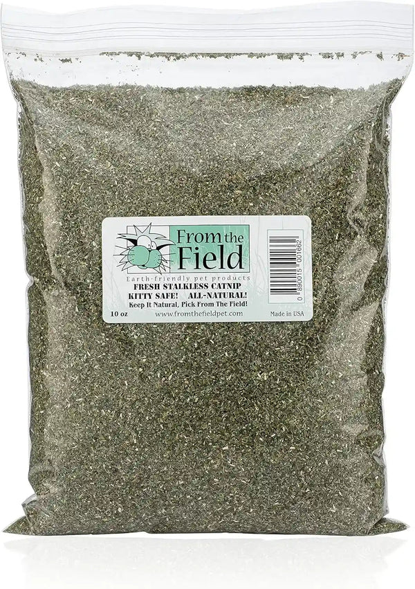 From the Field | Fine Ground Stalkless Catnip | Premium Usa-Grown Catnip for Toys & Playtime | Fresh, Potent, Non-Toxic, Eco-Friendly | Safe for Kittens & Cats | Resealable 6 Oz Tub11