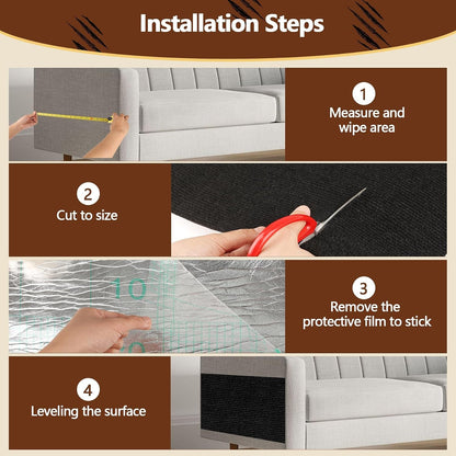 Cat Scratch Furniture Protector, 39.4"X15.8" Self Adhesive Cat Scratch Mat Pad,Cut to Fit DIY Replacement Carpet for Tree,Wall,Bed,Door, Couch Protector (Black)7
