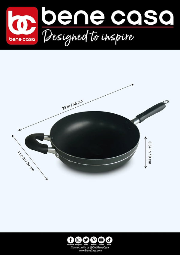 Wok, Stir-Fry Pan, 12-Inch Aluminum Non-Stick Wok, Stay Cool Double Handle Pan, Dishwasher Safe, Oven Safe Pan.2