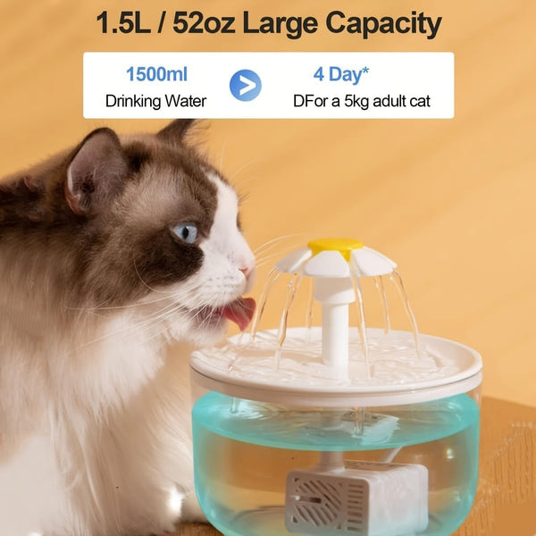 47Oz/1.4L Pet Fountain, Cat Water Fountain No Filter, Automatic Cat Water Fountain Dog Water Dispenser with for Cats, Dogs, Multiple Pets6