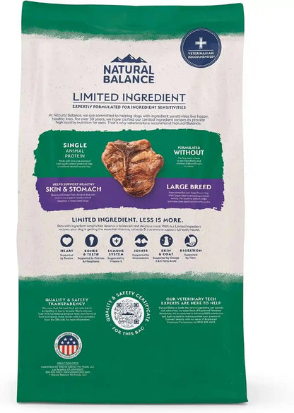 Natural Balance Limited Ingredient Large Breed Dry Dog Food - Complete Nutrition for Large Breeds - Wholesome Grains Brown Rice Recipe - Limited Ingredient Formula - 26 Lb - Lamb & Brown Rice10