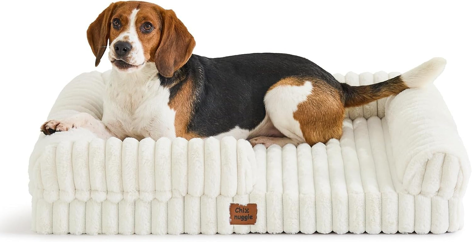 chixnuggle-orthopedic-dog-bed-washable-cover-faux-fur-bolster-pet-couch-waterproof-egg-crate-foam-non-slip-bottom-for-small-medium-dogs-dark-grey-30-24-7-dog-sofa-puppy-bed