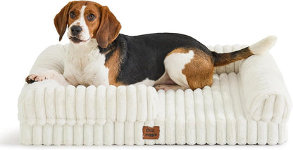 Chixnuggle Orthopedic Dog Bed, Washable Cover, Faux Fur Bolster Pet Couch | Waterproof,Egg Crate Foam,Non-Slip Bottom,For Small Medium Dogs,Dark Grey,30*24*7,Dog Sofa,Puppy Bed29