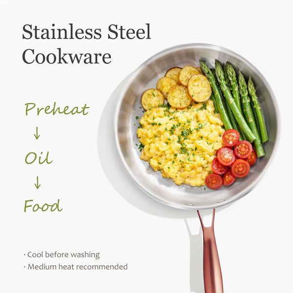 21Pcs Tri-Ply Stainless Steel Cookware Set, Pots and Pans Set, Non Toxic Induction Kitchen Cooking Sets, Gold4