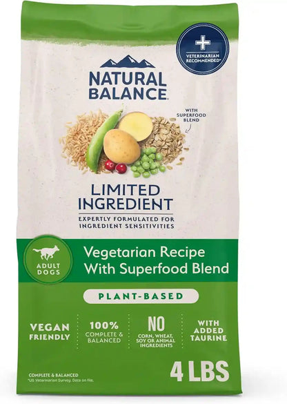 Natural Balance Limited Ingredient Adult Dry Dog Food with Vegan Plant Based Protein and Healthy Grains, Vegetarian Recipe, 24 Pound (Pack of 1)11