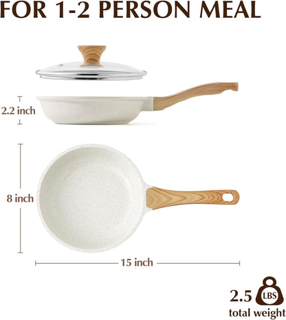 8Inch Nonstick Ceramic Frying Pan with Lid, PFAS/PTFE/PFOA Free | Ceramic Omelette Pan Skillet, Healthy Non-Toxic Chef'S Pan, Induction Compatible Pan, Heat Resistant Handle9
