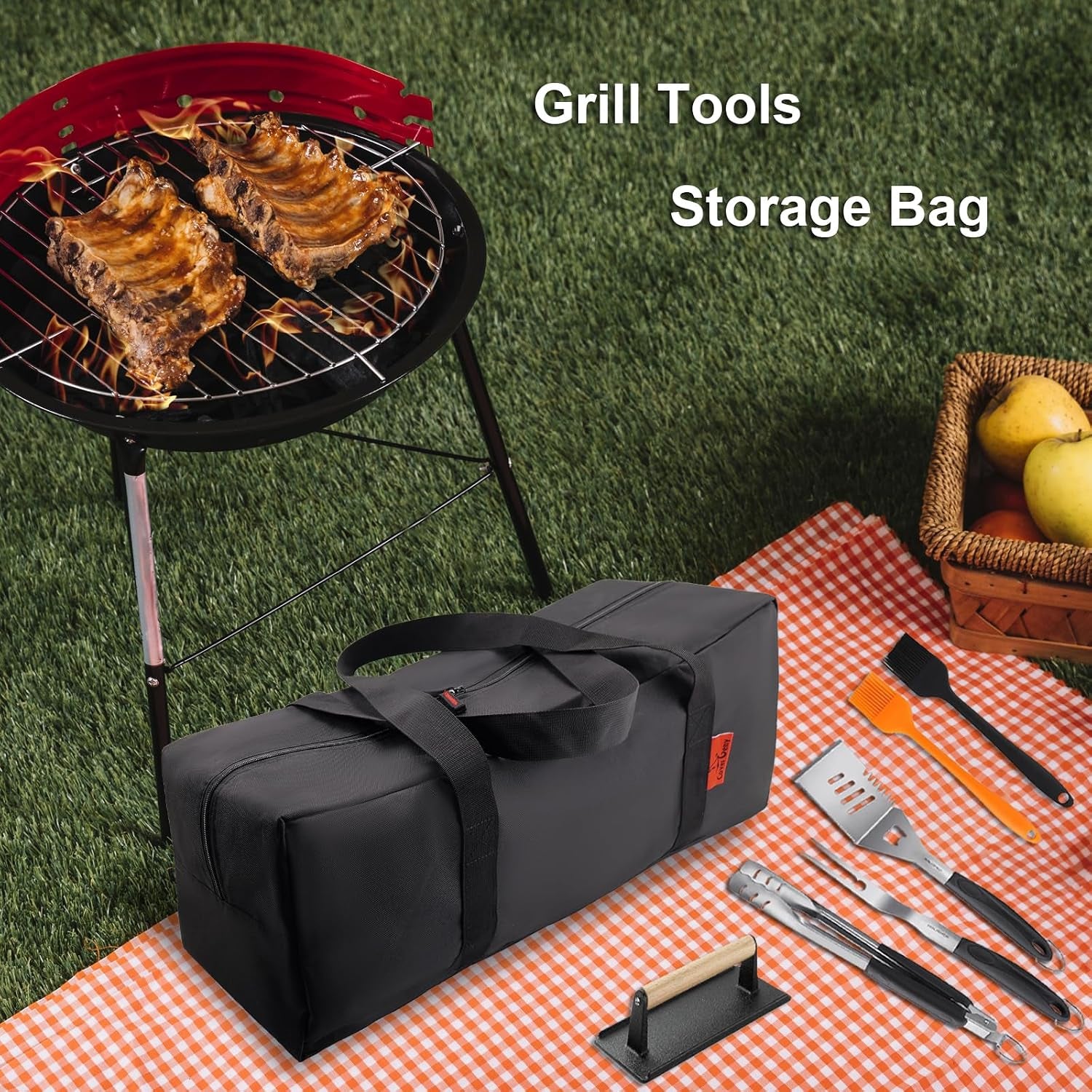 extra-thick-24-storage-bag-grill-tool-organizer-pro-bbq-tool-heavy-duty-storage-bag-double-layer-600d-oxford-cloth-waterproof-2x-thickness-camping-tailgating-bbq-party-gift