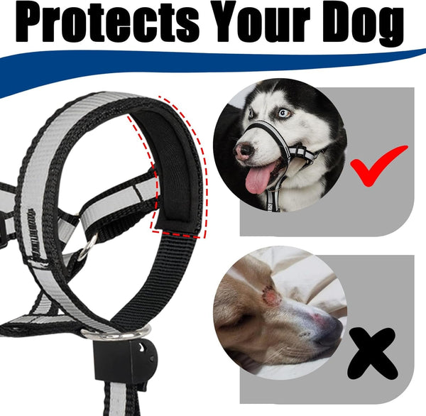 BARKLESS Reflective Head Collar, No Pull Collar for Large Dogs | Anti-Pull Muzzle Leash for Large Breed, Adjustable Soft Dog Halter for Easy Control on Walks, Outdoor Activities4