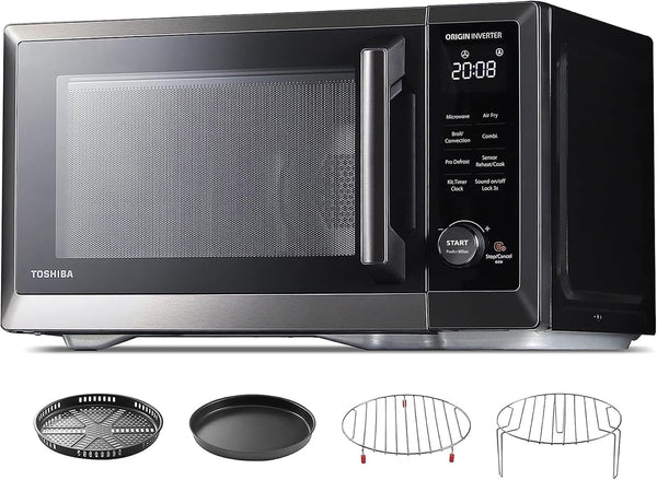 Countertop Microwave Oven Air Fryer Combo, Inverter, Convection, Broil, Speedy Combi, Even Defrost, Humidity Sensor, Mute Function, 27 Auto Menu&47 Recipes, 1.0 Cu.Ft/30Qt, 1000W1