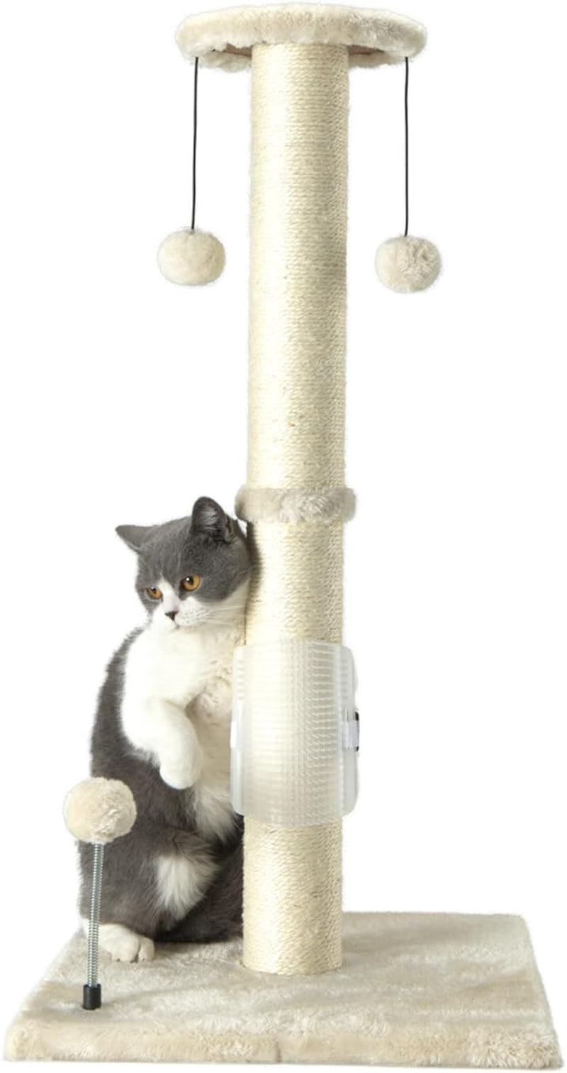 peekab-32-tall-cat-scratching-post-sisal-scratch-posts-with-hanging-ball-and-self-massage-brush-vertical-scratcher-for-indoor-cats-and-kittens-gray-32inches