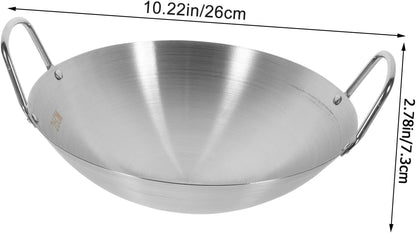 Stainless Steel Wok round Bottom Pot Non-Stick Pan for Chinese Stir Fry Double Handles Kitchen Gadget2