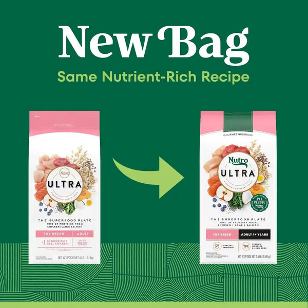 Nutro Ultra Toy Breed Adult Dry Dog Food, Chicken, Lamb & Salmon, 3.5 Lb | Protein Trio, Real Chicken #1 Ingredient, 14 Superfoods Blend, Non-Gmo, No Corn, Wheat or Soy, Radiant Coat Support3