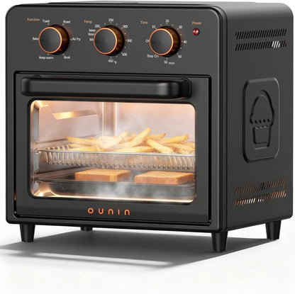 Air Fryer Toaster Oven with Steam Infusion, 12 QT Compact Countertop Oven, 6-In-1 Stainless Steel Combo Bakes, Broils, Grills & Warms, Fast Preheat, 60-Minute Timer – Small Kitchen Friendly1