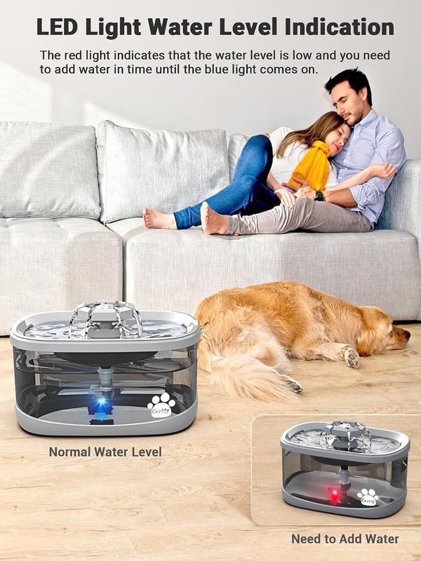 Kastty 2.5Gal/9.5L Dog Water Fountain Extra Large Pet Water Fountain 3 Flow Modes Cat Water Fountain Larger Filter Filtration& Smart LED Pump& Safe Touch, Bpa-Free, Quiet for Large Dogs Pets FS687