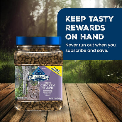 Blue Buffalo Wilderness Tasty Chicken Crunchy Cat Treats, Grain-Free Cat Treats, Real Chicken, Natural Ingredients, Enhanced with Vitamins, Minerals & Other Nutrients, Great for Training, Tub 12 Oz.10