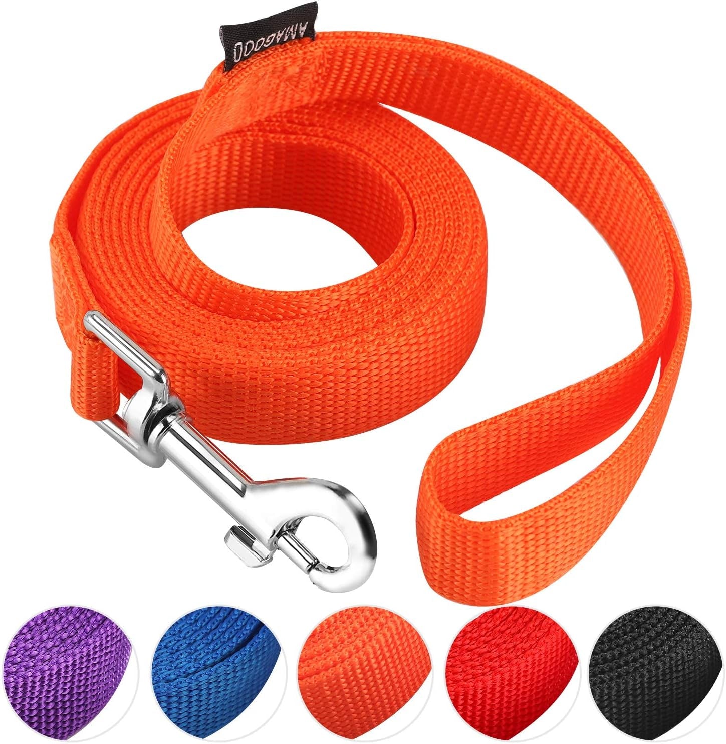 amagood-6-ft-puppy-leash-strong-traditional-style-with-easy-to-use-collar-hook-great-for-small-medium-and-large-dogs-5-8in-x-6-ft-purple