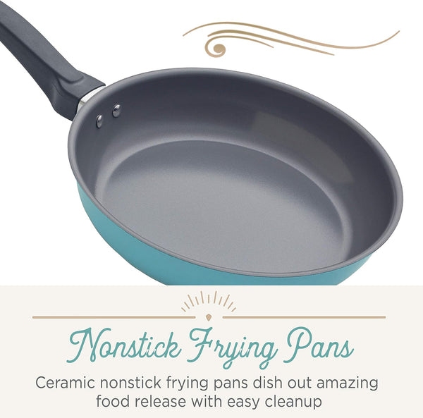 120 Limited Edition Stainless Steel Cookware Pots and Pans Set with Prestige Kitchen Tools, 10 Piece, Aqua Blue4