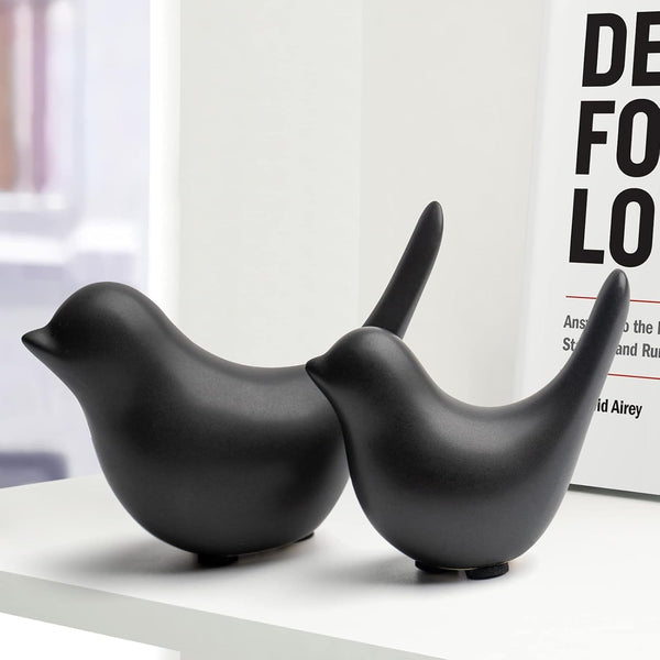 Small Birds Statues Home Decor Modern Style Decorative Ornaments for Living Room Decor, Bedroom, Office Desktop, Cabinets (Black 2Pcs Birds)8