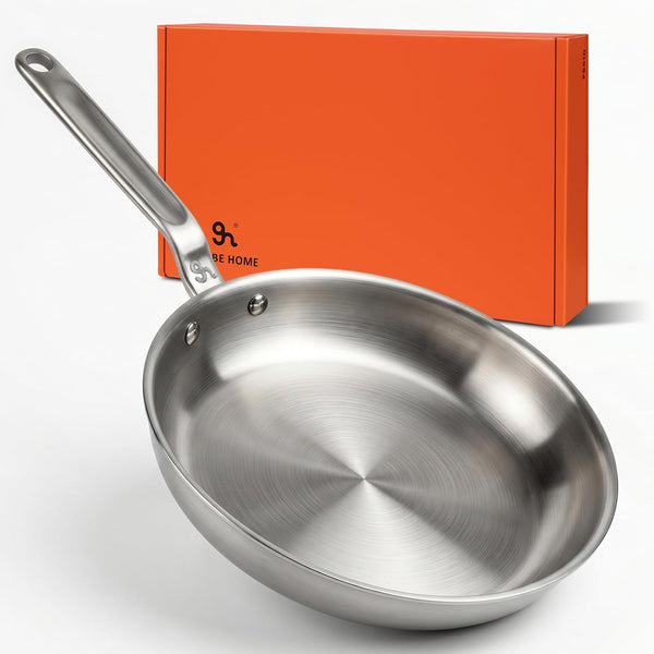12" 5-Ply Stainless Steel Frying Pan | Dual Aluminum Core, Uncoated Surface, Oven & Broiler Safe 800°F, Induction Ready, Dishwasher Safe, Searing & Family Meals1