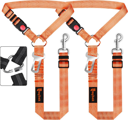 Removable Dog Seat Belt Harness for Car, 3 in 1 Pet Dog Car Seatbelt Leash, Retractable Restraint Secures to Vehicle Headrest & Adjustable Reflective Bungee Dog Seatbelt Tether, Blue and Black | Retractable Headrest-Mounted,Restraint & Adjustable Reflective Bungee Dog Seatbelt Tether,Blue and Black10