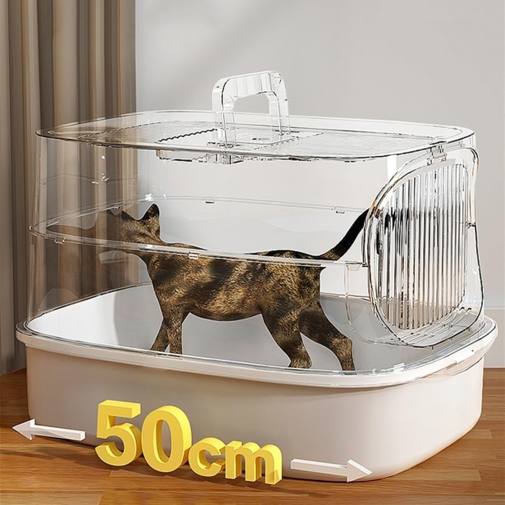 pet-supplies-large-plastic-cat-litter-box-with-lid-scoop-high-sides-for-big-catsgray