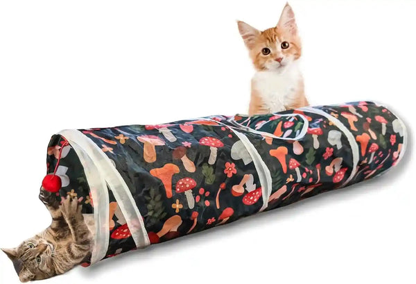 Sheldamy Cat Tunnel, S-2-Way Cat Tunnels for Indoor Cats, Collapsible Cat Play Tunnel, Interactive Toy Maze Cat House with 1 Play Ball for Cats, Puppy, Kitty, Kitten, Rabbit (Blue & Black)16