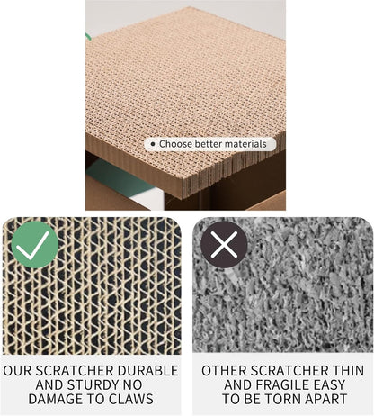 CHICHIPAWS Cardboard Cat Scratcher House with 2 Scratch Boards – Peekaboo Cave & Hideaway, Playhouse for Indoor Pets, Corrugated Scratching Cube for Kittens, Rest Box Bed with Catnip, Durable Fun4