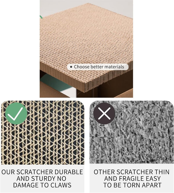 CHICHIPAWS Cardboard Cat Scratcher House with 2 Scratch Boards – Peekaboo Cave & Hideaway, Playhouse for Indoor Pets, Corrugated Scratching Cube for Kittens, Rest Box Bed with Catnip, Durable Fun4