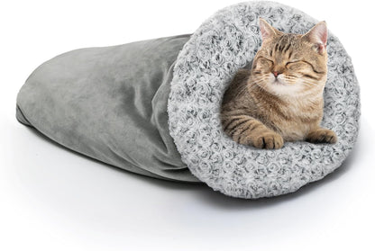 Covered Cat Bed for Indoor Cats, Washable Fluffy Cat Sleeping Bag | Warm Winter Pet Cave Bed for Relax & Play, Cozy Kitten Tunnel Nest for Cold Weather1