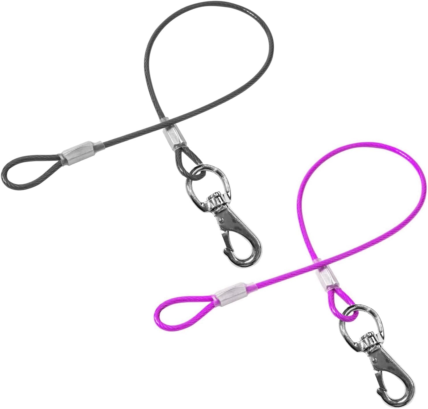 chew-proof-dog-leash-2pack-metal-cable-lead-no-tangle-multiple-dog-leashes-for-small-and-medium-dogs-heavy-duty-leash-extender-for-collars-harnesses2-pack-black-20in-50cm