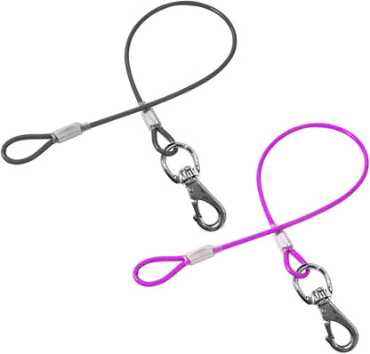 Chew Proof Dog Leash - 2Pack Metal Cable Lead,No Tangle Multiple Dog Leashes for Small and Medium Dogs- Heavy Duty Leash Extender for Collars & Harnesses(2 Pack Black, 20In/50Cm)10