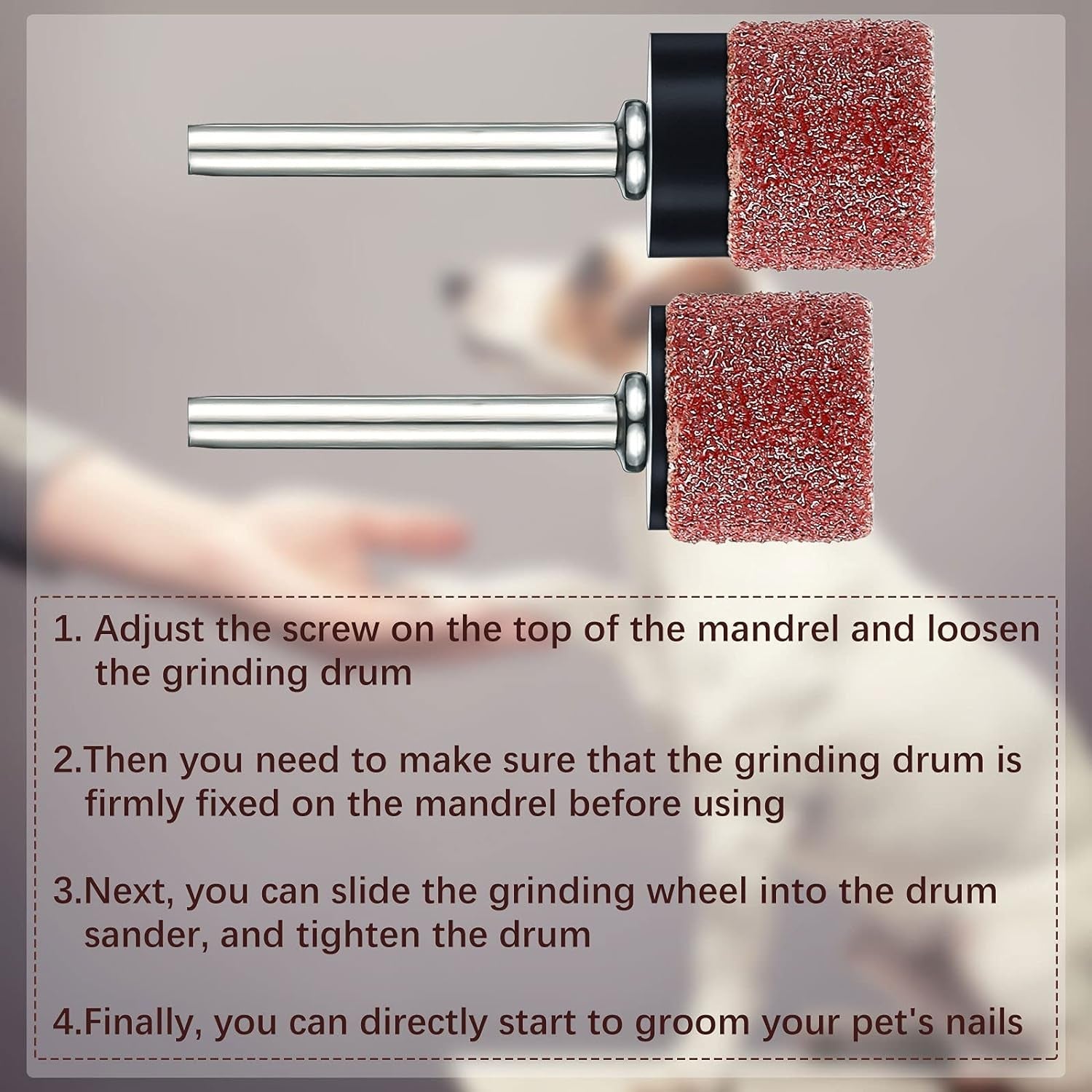 22-pet-nail-grinder-replacement-kit-with-grit-sanding-bands-pet-smoother-claw-care-black-grinding-drums-dog-nail-grinder-replacement-dog-claw-grooming-supplies1-2-inch-60-grit-and-100-grit
