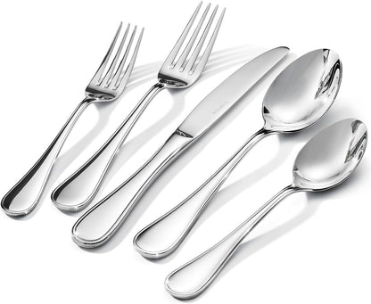 18/10 Stainless Steel Silverware Set for 4, 20 Piece Teardrop Flatware Set |  Heavy Cutlery Set, Mirror Polished Knives Forks and Spoons Utensils, Dishwasher Safe for Home Kitchen Wedding1