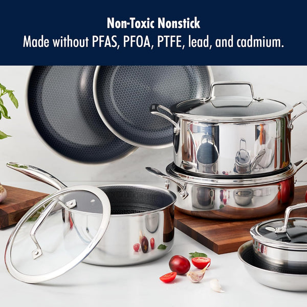 Henckels Paradigm Stainless Steel 6 Pc Cookware Set, Tri-Ply Ceramic Nonstick Cookware with Dutch Oven, Non Toxic Induction Cookware Set, Metal-Utensil & Dishwasher Safe8