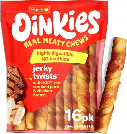 Oinkies Porkalicious Smoked Jerky Twists Dog Treats, 32Pk8