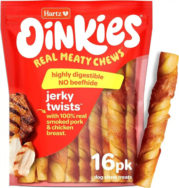Oinkies Porkalicious Smoked Jerky Twists Dog Treats, 32Pk8