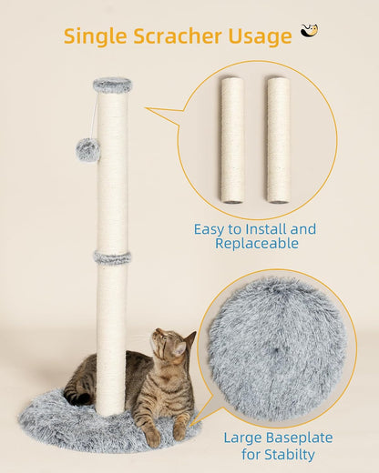 Aechonow 3-In-1 Cat Tunnel Bed, 34'' Cat Scratching Post for Indoor Cats | Fluffy Peekaboo Donut Hideout Toy for Pets, Rabbit, Ferret4