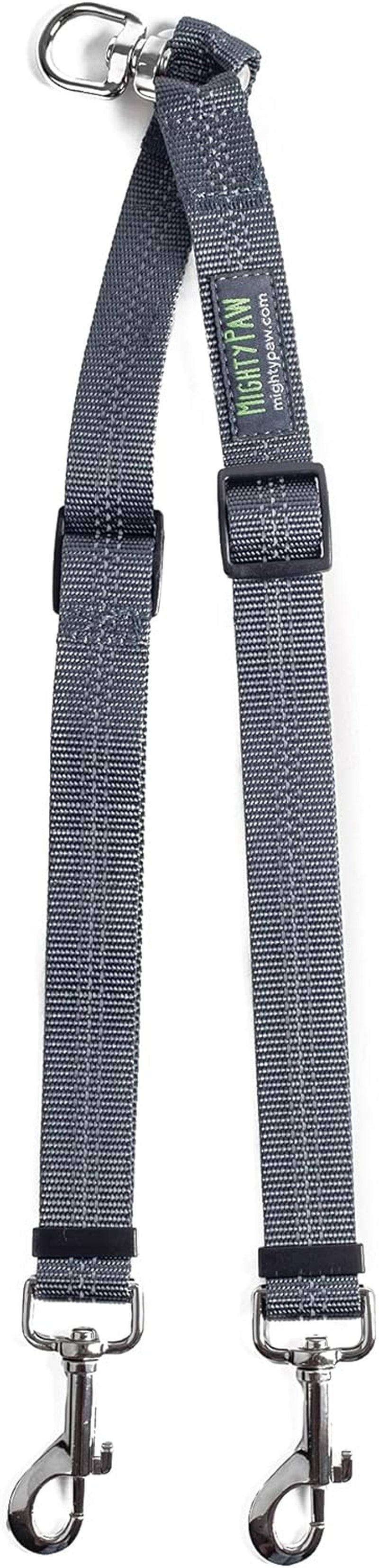 mighty-paw-double-dog-leash-no-tangle-adjustable-split-lead-for-two-dogs-fits-0-100-lb-16-24-in-range-reflective-stitching-waterproof-neoprene-padded-handle