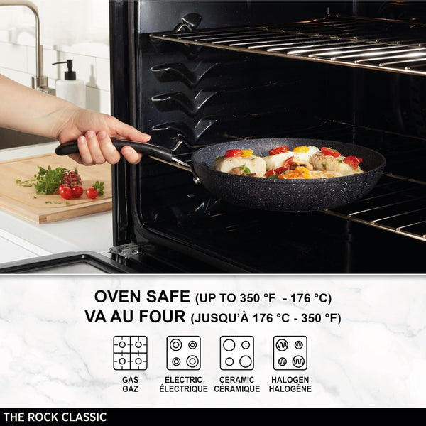 the Rock 12" Jumbo Cooker with Lid, Non-Stick, Oven Safe | Perfect for Family-Size Meals. Stir-Fry and More. Rock.Tec Non-Stick. Forged Aluminum. Glass Lid. Never Warps.7