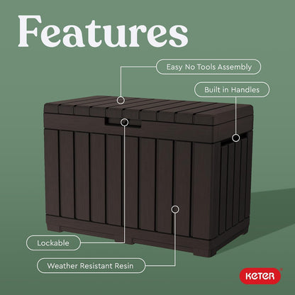 Keter Kentwood 50 Gal Outdoor Storage Box and Patio Side Table | Brown, Resin, Compact, Weatherproof, Lockable, Durable, Easy Assembly, Organization, Patio Cushions Storage3