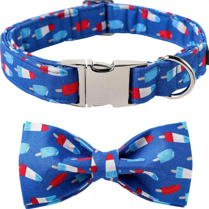 Lionet Paws Boy Dog Collar with Bowtie, Comfortable Adjustable Cute Navy Blue Bow Tie Collar for Male Dogs Gift, Xlarge, Neck 16-26 Inches13